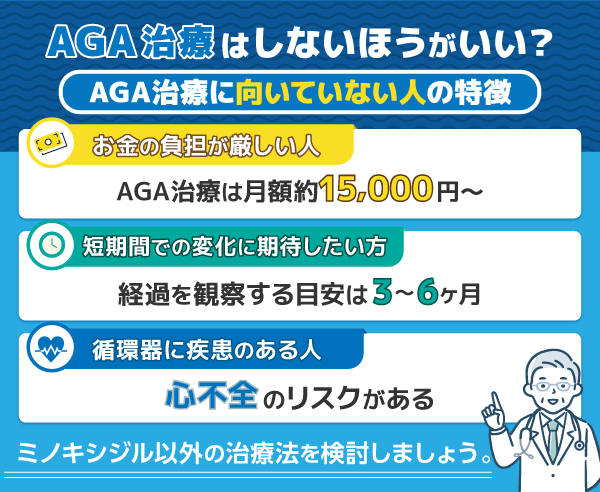 AGA治療に向いてない人の特徴を表した図